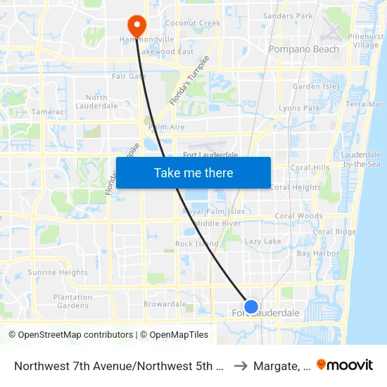 Northwest 7th Avenue/Northwest 5th Street to Margate, FL map