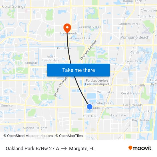 OAKLAND PARK B/NW 27 A to Margate, FL map