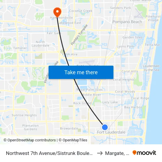Northwest 7th Avenue/Sistrunk Boulevard to Margate, FL map