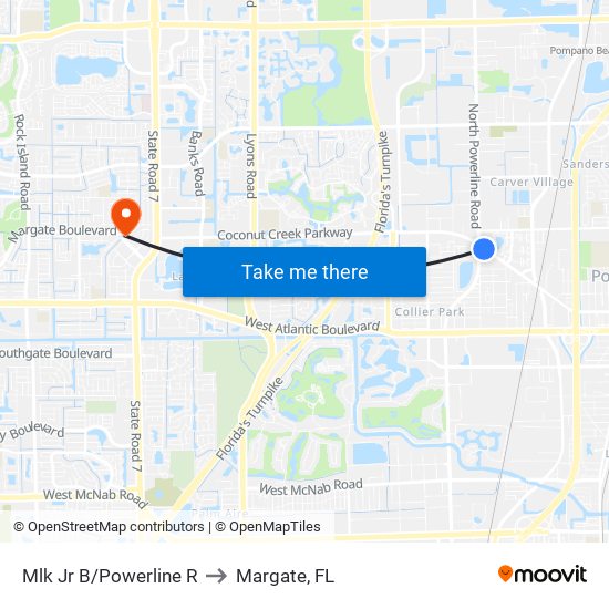 Mlk Jr B/Powerline R to Margate, FL map