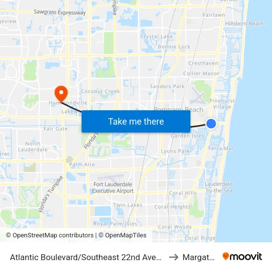 Atlantic Boulevard/Southeast 22nd Avenue - (US 1) to Margate, FL map