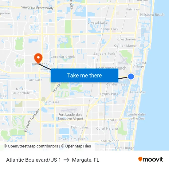Atlantic Boulevard/US 1 to Margate, FL map