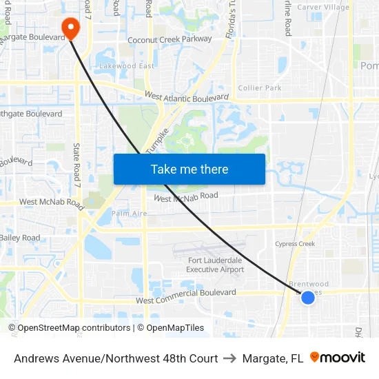 Andrews Avenue/Northwest 48th Court to Margate, FL map