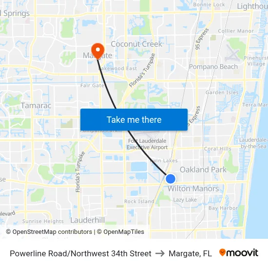 Powerline Road/Northwest 34th Street to Margate, FL map