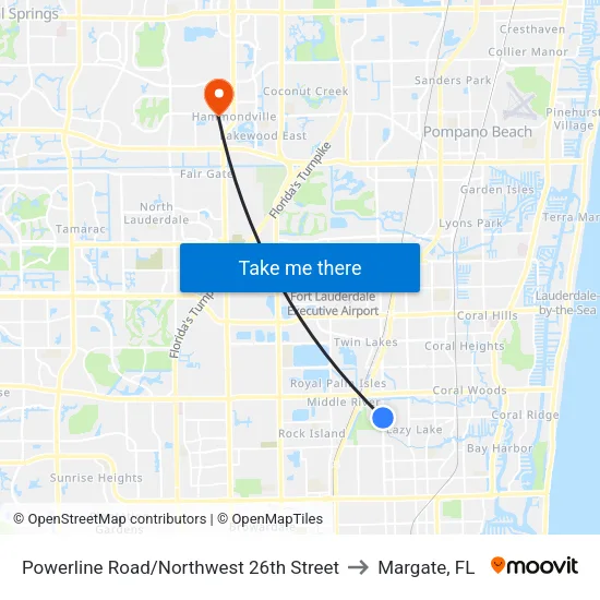 Powerline Road/Northwest 26th Street to Margate, FL map