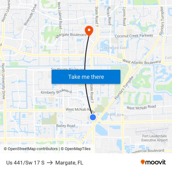 Us 441/Sw 17 S to Margate, FL map