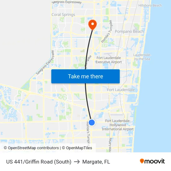 US 441/Griffin Road (South) to Margate, FL map