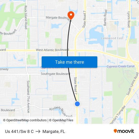 Us 441/Sw 8 C to Margate, FL map