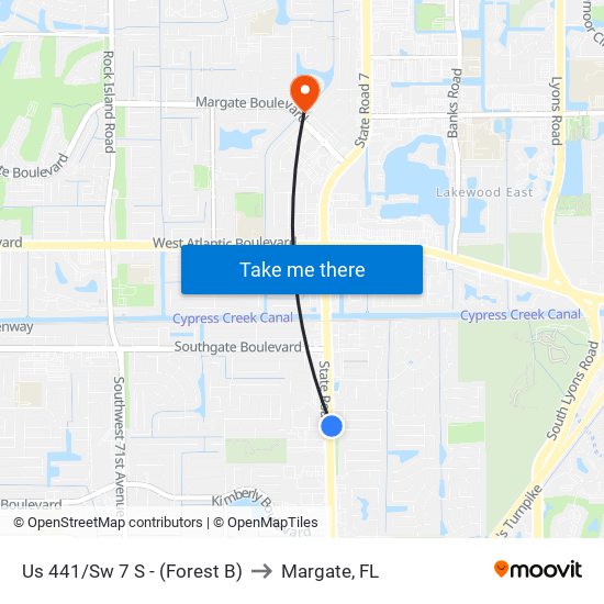 Us 441/Sw 7 S - (Forest B) to Margate, FL map