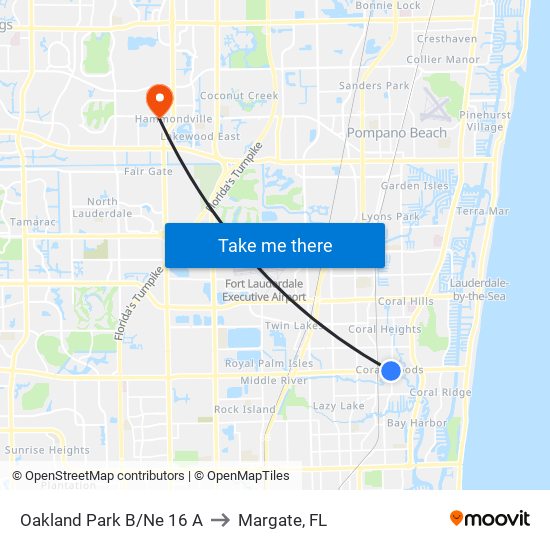 Oakland Park B/Ne 16 A to Margate, FL map