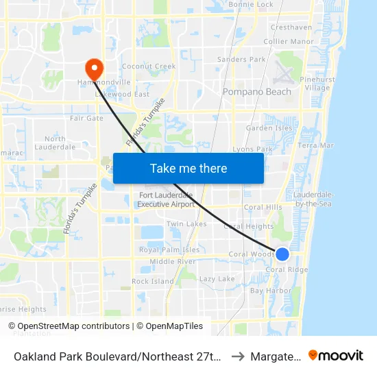 Oakland Park Boulevard/Northeast 27th Avenue to Margate, FL map