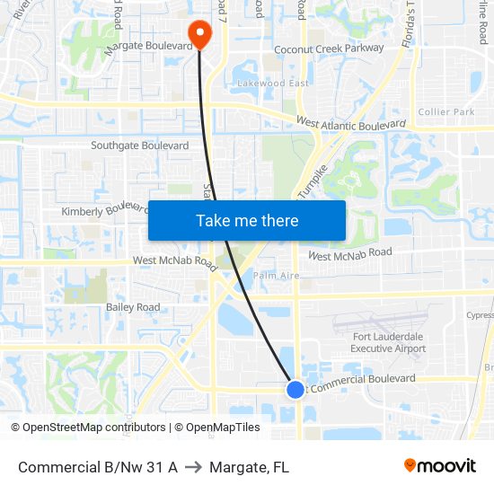 Commercial B/Nw 31 A to Margate, FL map