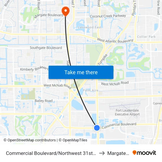 Commercial Boulevard/Northwest 31st Avenue to Margate, FL map