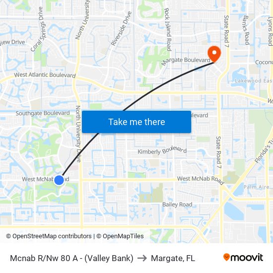 MCNAB R/NW 80 A - (VALLEY BANK) to Margate, FL map