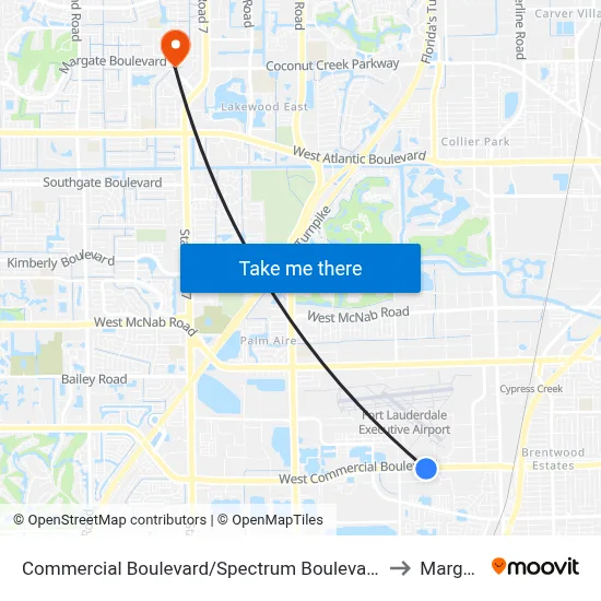 Commercial Boulevard/Spectrum Boulevard - (Northwest 17th Way) to Margate, FL map