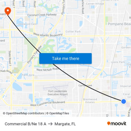 Commercial B/Ne 18 A to Margate, FL map