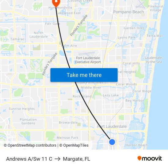 Andrews A/Sw 11 C to Margate, FL map