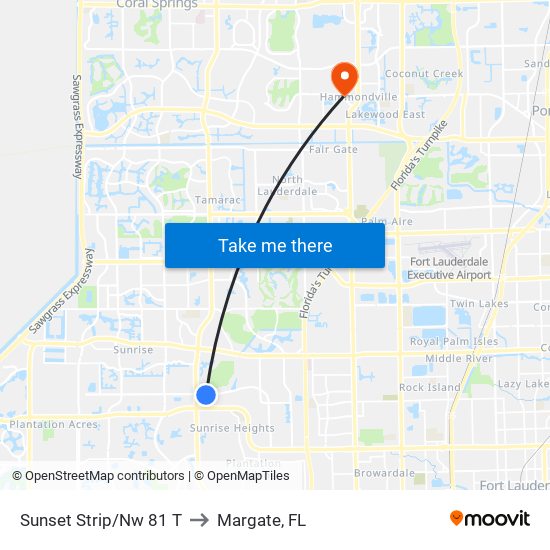 Sunset Strip/Nw 81 T to Margate, FL map