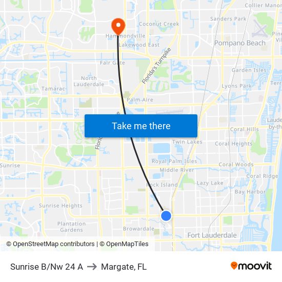 SUNRISE B/NW 24 A to Margate, FL map