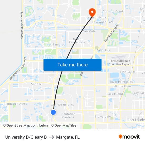 University D/Cleary B to Margate, FL map