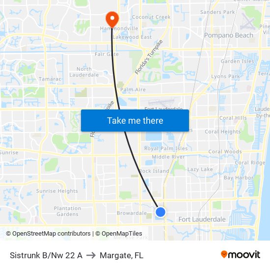 SISTRUNK B/NW 22 A to Margate, FL map