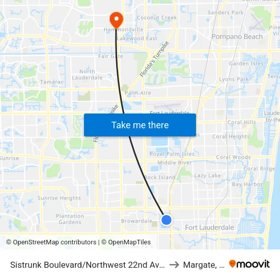 Sistrunk Boulevard/Northwest 22nd Avenue to Margate, FL map