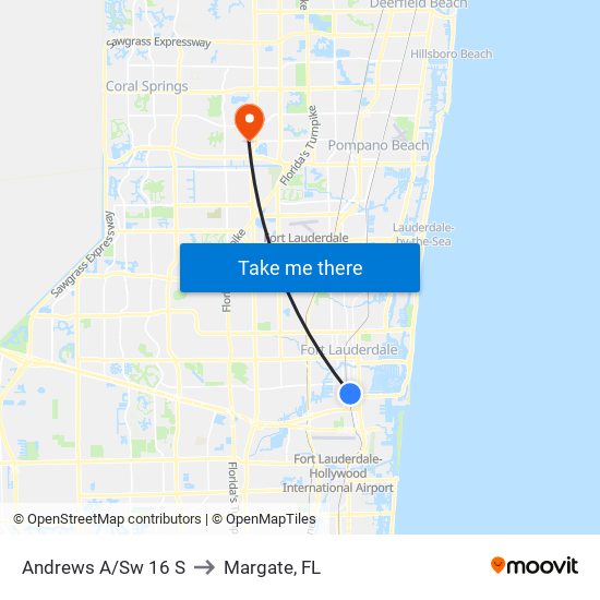 Andrews A/Sw 16 S to Margate, FL map