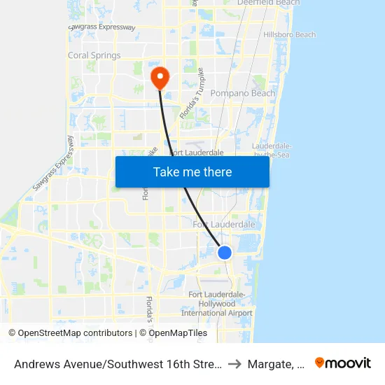 Andrews Avenue/Southwest 16th Street to Margate, FL map