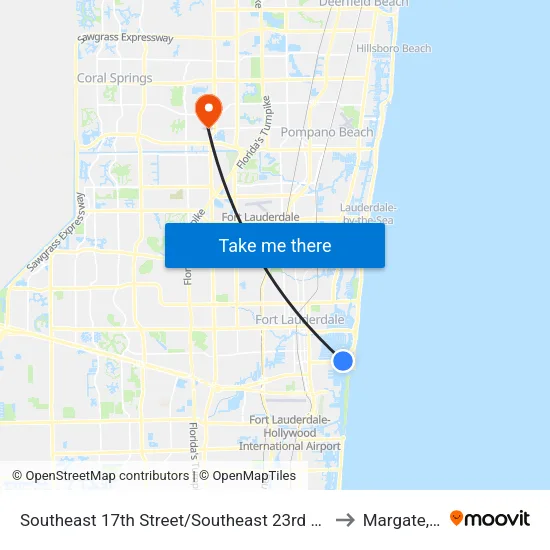 Southeast 17th Street/Southeast 23rd Avenue to Margate, FL map