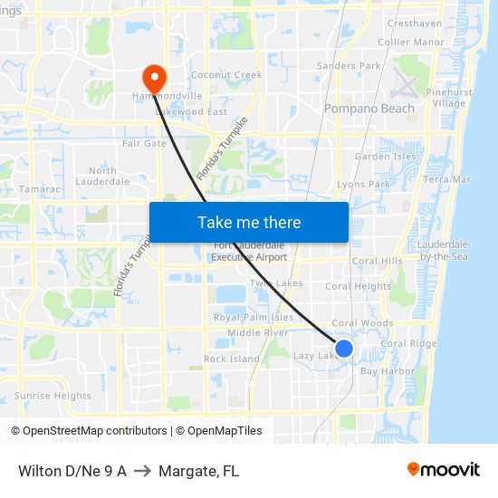 Wilton D/Ne 9 A to Margate, FL map