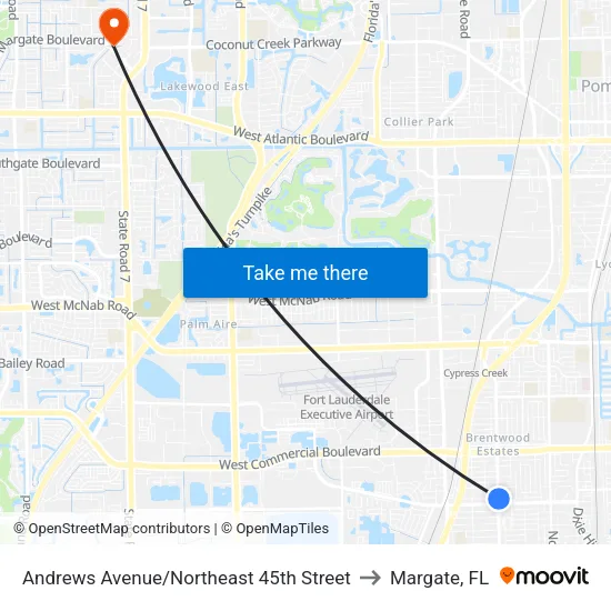 Andrews Avenue/Northeast 45th Street to Margate, FL map