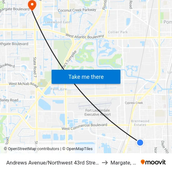 Andrews Avenue/Northwest 43rd Street to Margate, FL map