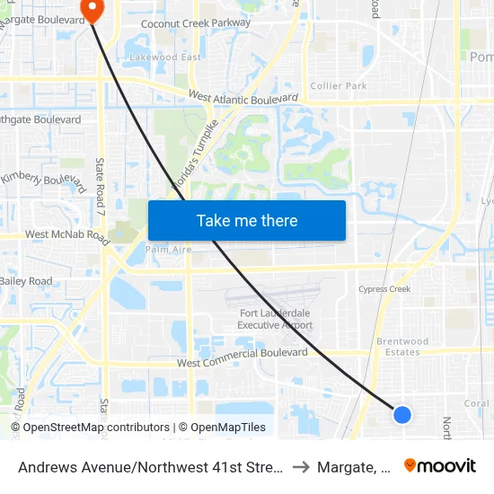 Andrews Avenue/Northwest 41st Street to Margate, FL map