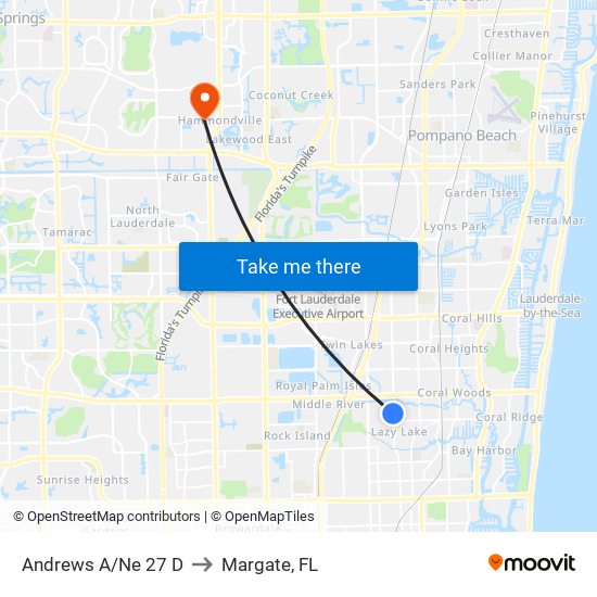 Andrews A/Ne 27 D to Margate, FL map