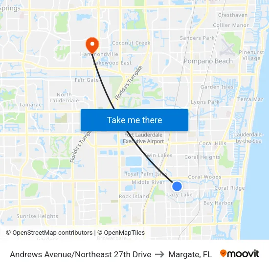 Andrews Avenue/Northeast 27th Drive to Margate, FL map