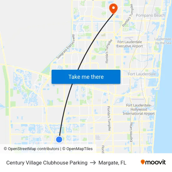 Century Village Clubhouse Parking to Margate, FL map