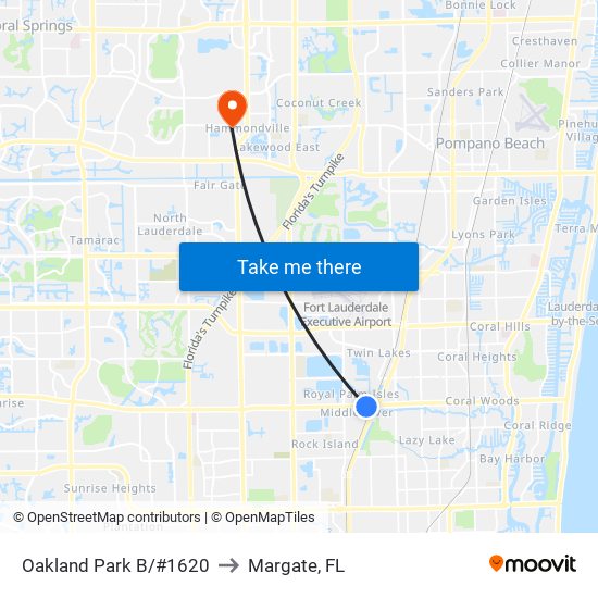 OAKLAND PARK B/#1620 to Margate, FL map