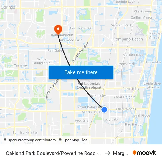Oakland Park Boulevard/Powerline Road - (Northwest 9th Avenue) to Margate, FL map