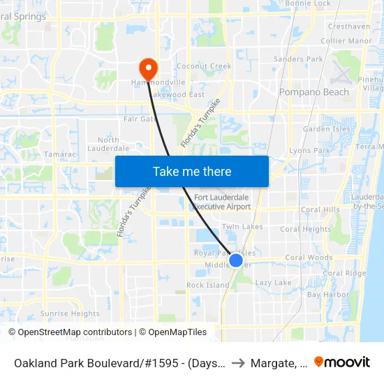 Oakland Park Boulevard/#1595 - (Days Inn) to Margate, FL map