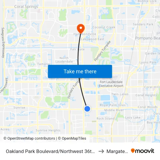 Oakland Park Boulevard/Northwest 36th Terrace to Margate, FL map