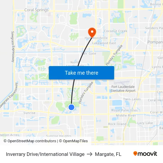 Inverrary Drive/International Village to Margate, FL map