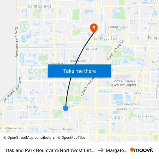 Oakland Park Boulevard/Northwest 68th Avenue to Margate, FL map