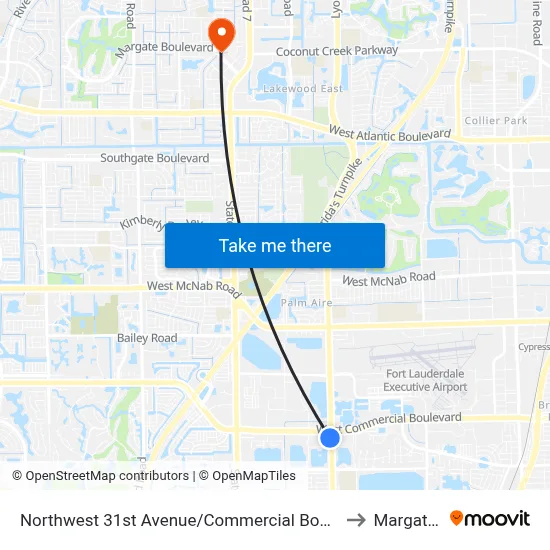Northwest 31st Avenue/Commercial Boulevard (South) to Margate, FL map