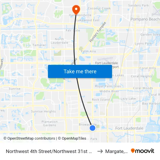 Northwest 4th Street/Northwest 31st Avenue to Margate, FL map