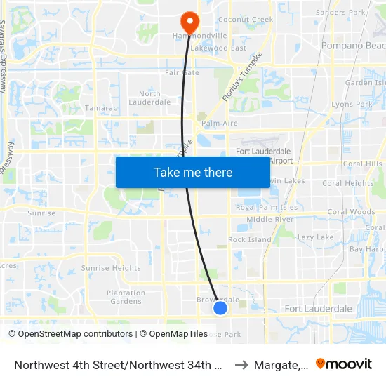 Northwest 4th Street/Northwest 34th Avenue to Margate, FL map
