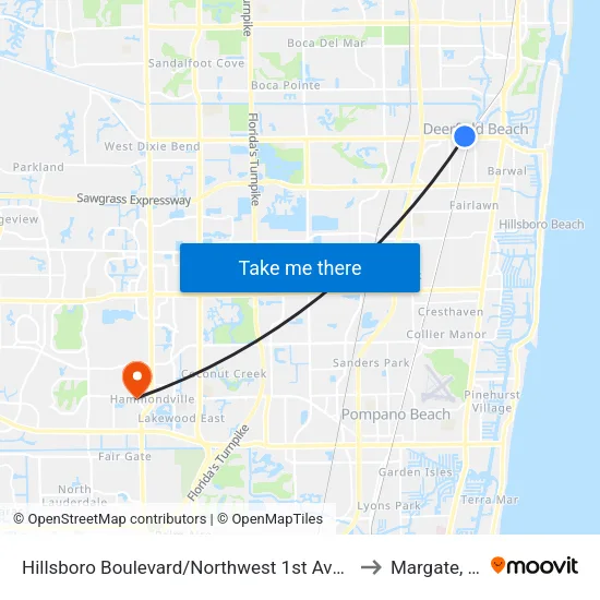Hillsboro Boulevard/Northwest 1st Avenue to Margate, FL map