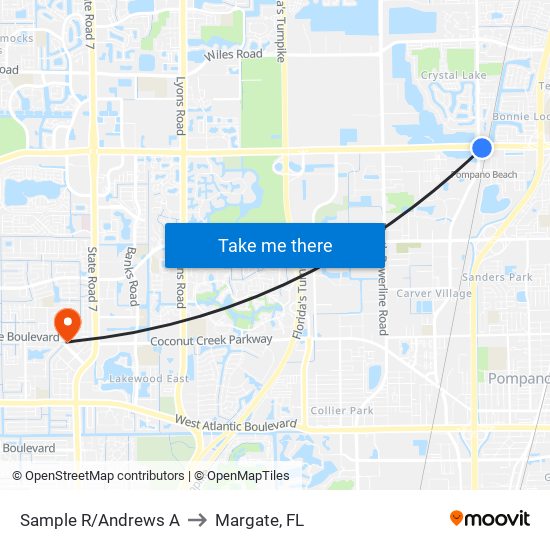 SAMPLE R/ANDREWS A to Margate, FL map