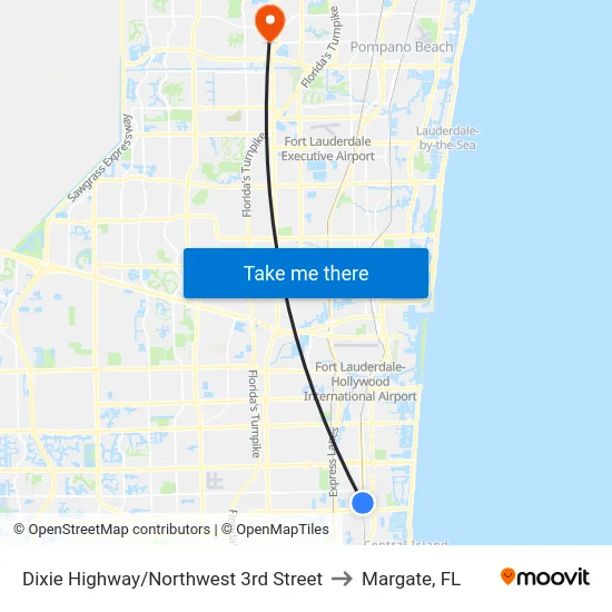 Dixie Highway/Northwest 3rd Street to Margate, FL map