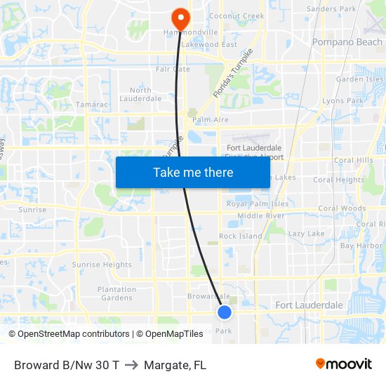 Broward B/Nw 30 T to Margate, FL map