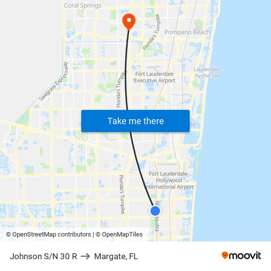 Johnson S/N 30 R to Margate, FL map